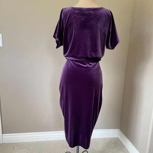 NWT Kensie Women's Boat Neck Velvet  Midi Dress, Purple (Eggplant), Size S - Picture 6 of 11